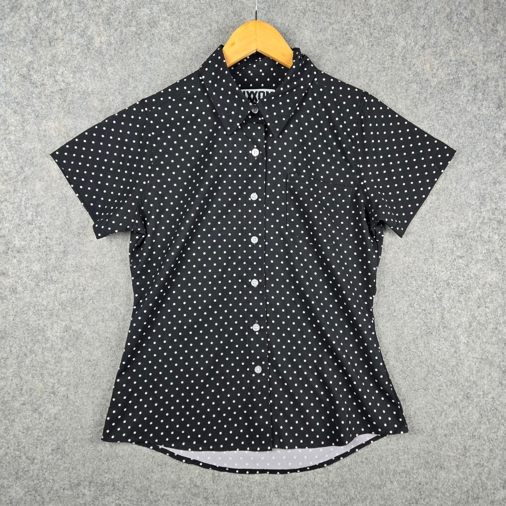 Dixxon The Milton Shirt Womens Small Black Polka Dot Rockabilly Pinup Retro 50s